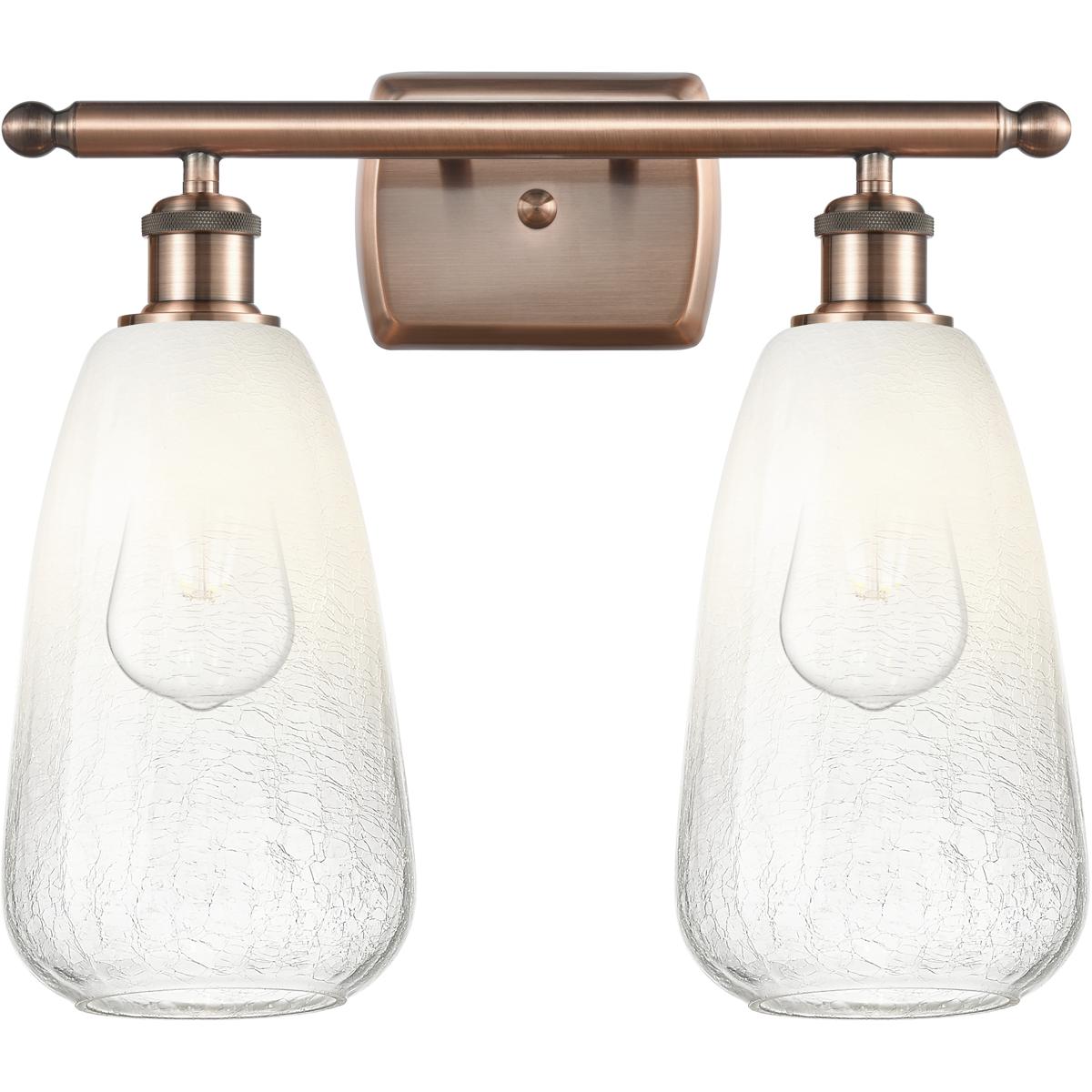 Innovations Lighting 516-2W-AC-G480-6OP Ballston Brookhaven Almond 2 Light 16 inch Antique Copper Bath Vanity Light Wall Light in Opal Glass