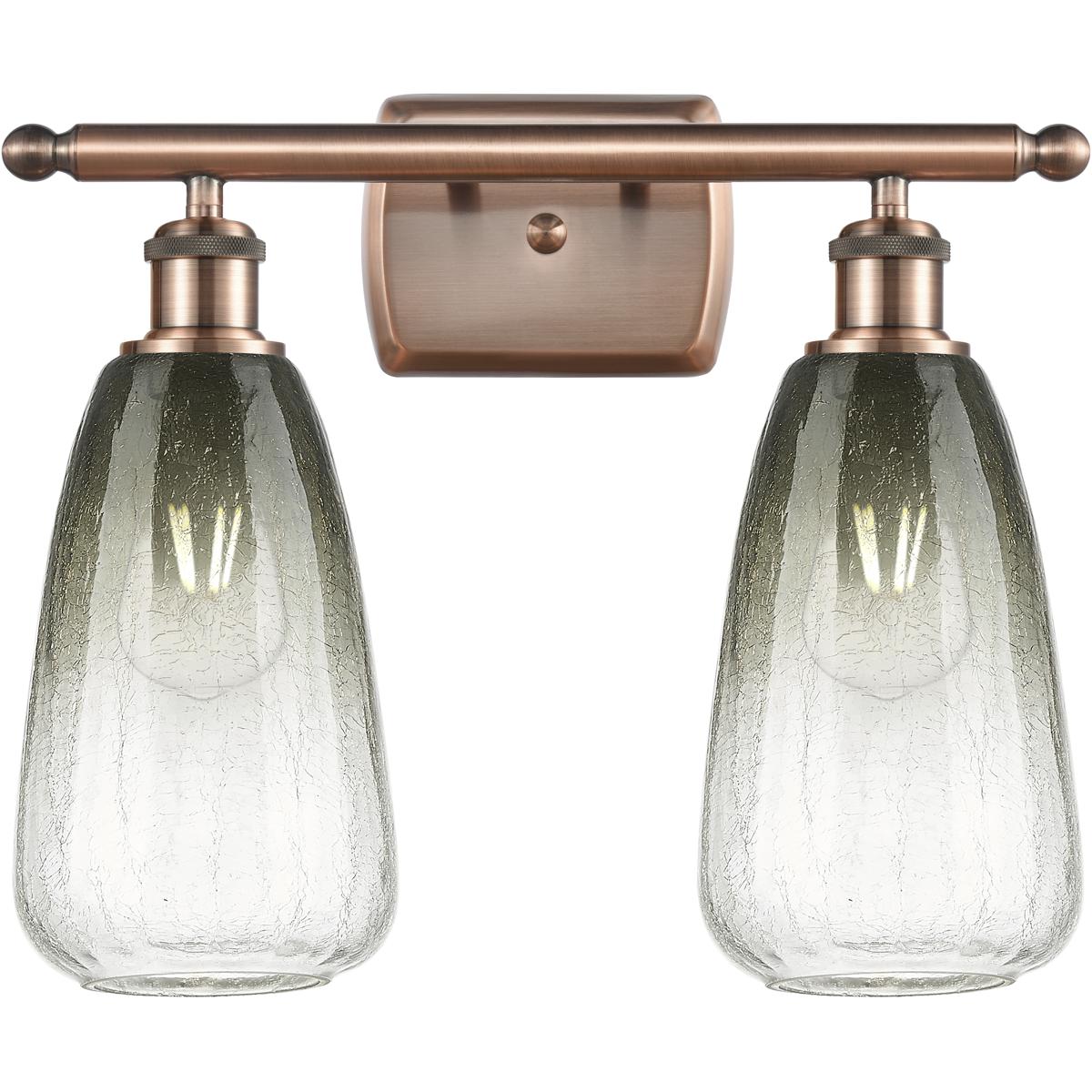 Innovations Lighting 516-2W-AC-G480-6SL Ballston Brookhaven Almond 2 Light 16 inch Antique Copper Bath Vanity Light Wall Light in Slate Glass