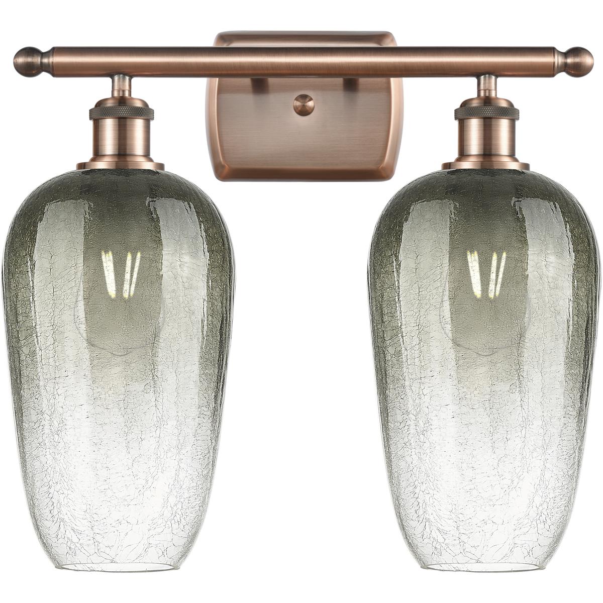 Innovations Lighting 516-2W-AC-G484-7SL Ballston Brookhaven Flute 2 Light 17 inch Antique Copper Bath Vanity Light Wall Light in Slate Glass