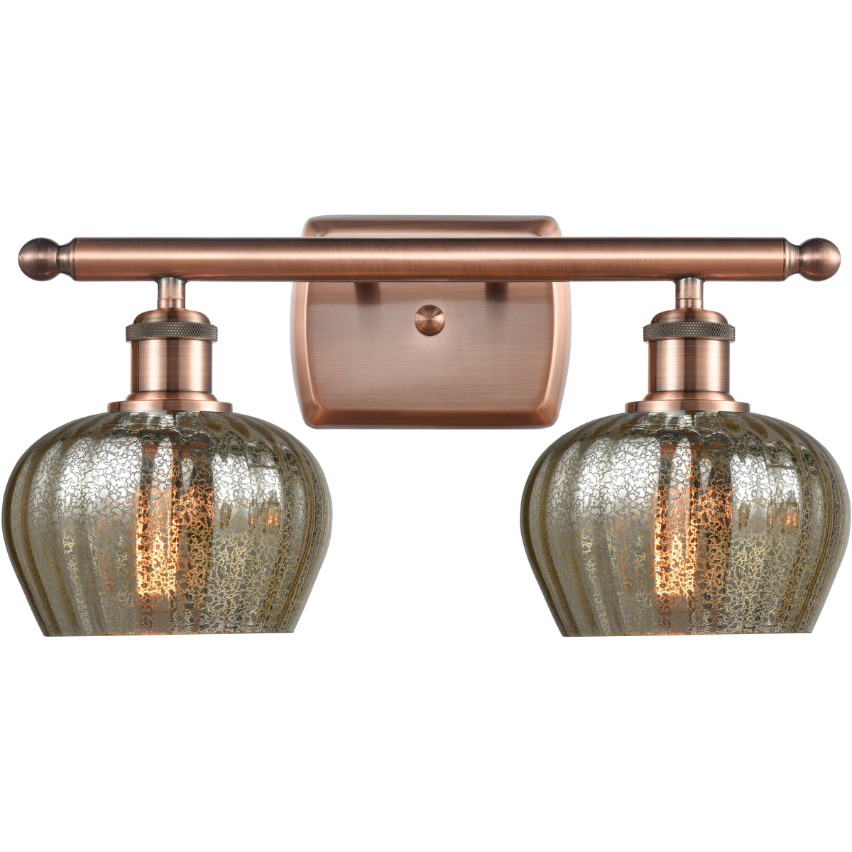 Innovations Lighting 516-2W-AC-G96 Ballston Fenton 2 Light 16 inch Antique Copper Bath Vanity Light Wall Light in Mercury Glass, Ballston