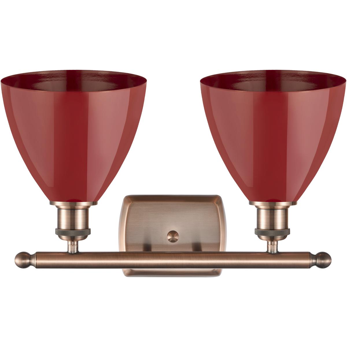 Innovations Lighting 516-2W-AC-MBD-75-RD Ballston Plymouth Dome 2 Light 18 inch Antique Copper Bath Vanity Light Wall Light in Matte Red