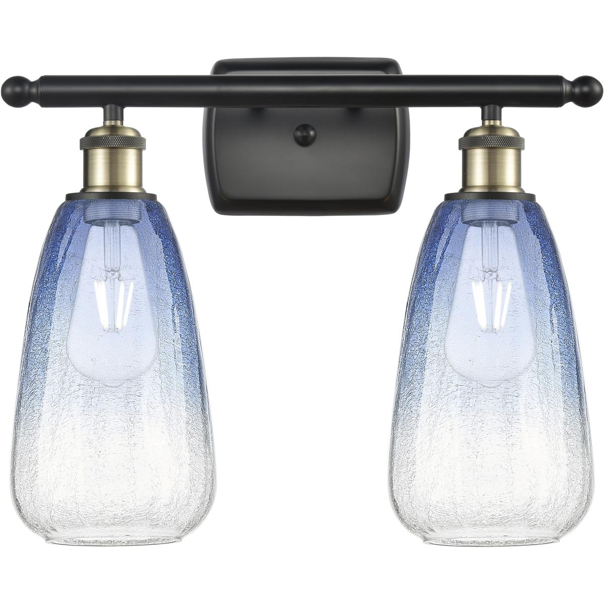 Innovations Lighting 516-2W-BAB-G480-6SB Ballston Brookhaven Almond 2 Light 16 inch Black Antique Brass Bath Vanity Light Wall Light in Sapphire Blue