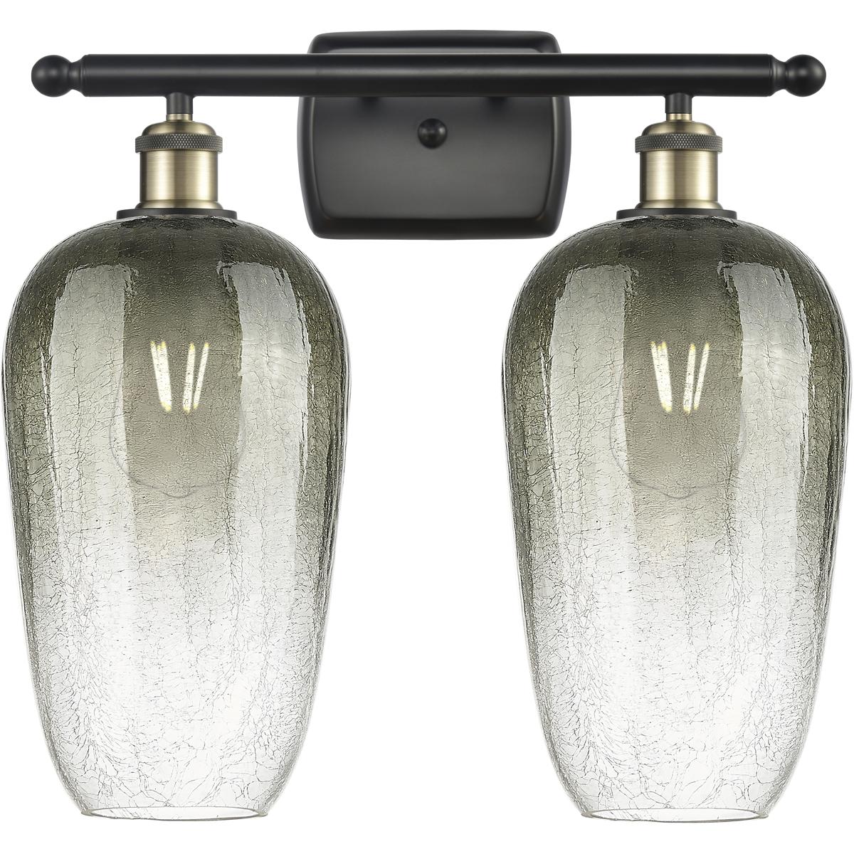 Innovations Lighting 516-2W-BAB-G484-7SL Ballston Brookhaven Flute 2 Light 17 inch Black Antique Brass Bath Vanity Light Wall Light in Slate Glass