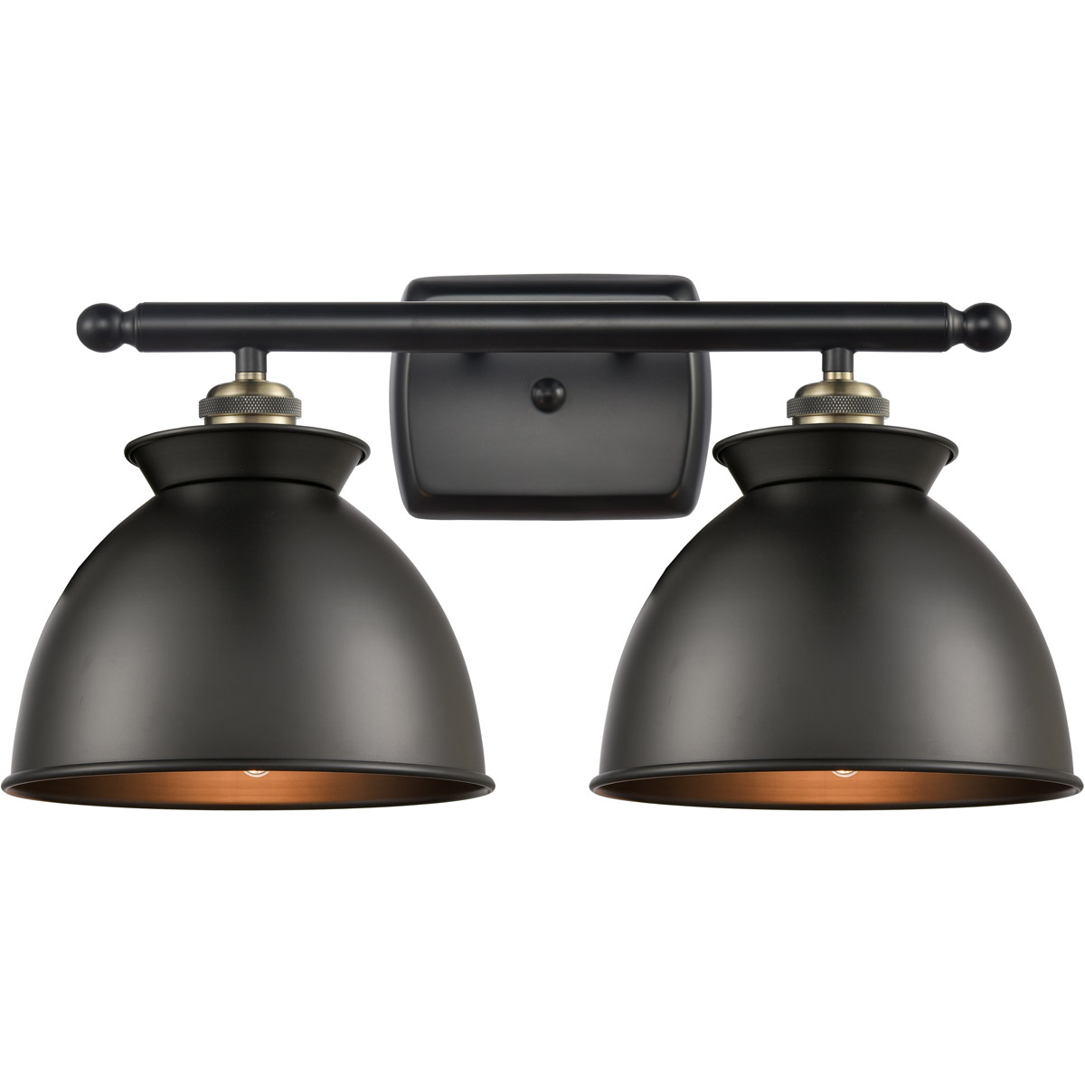 Innovations Lighting 516-2W-PN-M14-BK-LED Ballston Adirondack LED 18 inch Polished Nickel Bath Vanity Light Wall Light in Matte Black, Ballston