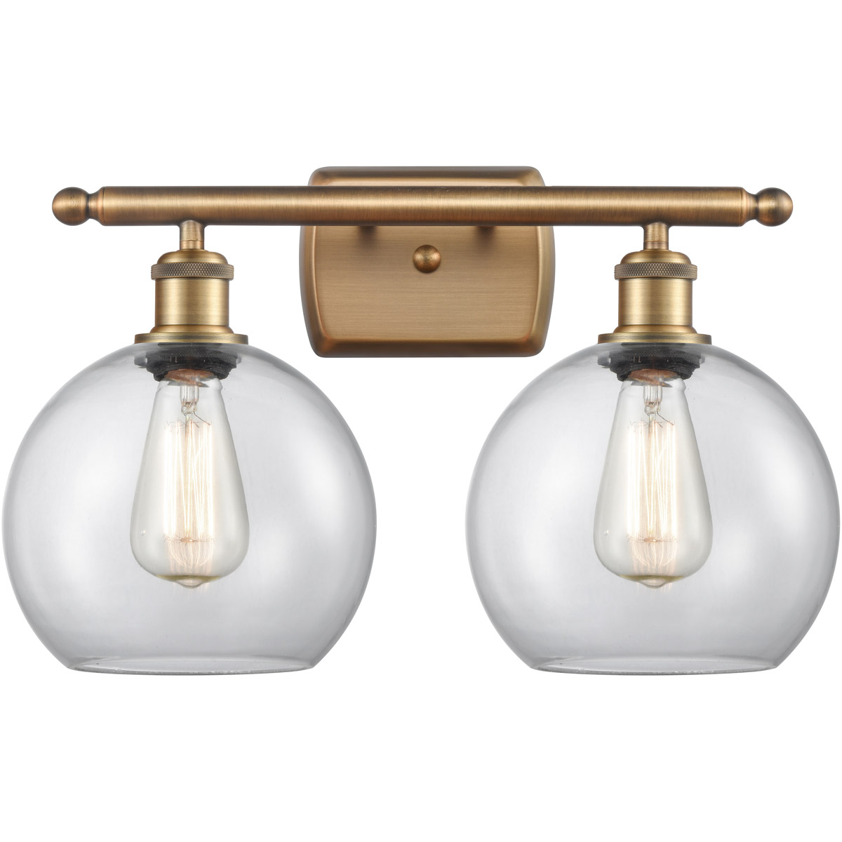 Innovations Lighting 516-2W-BB-G122 Ballston Athens 2 Light 16 inch Brushed Brass Bath Vanity Light Wall Light in Clear Glass, Ballston