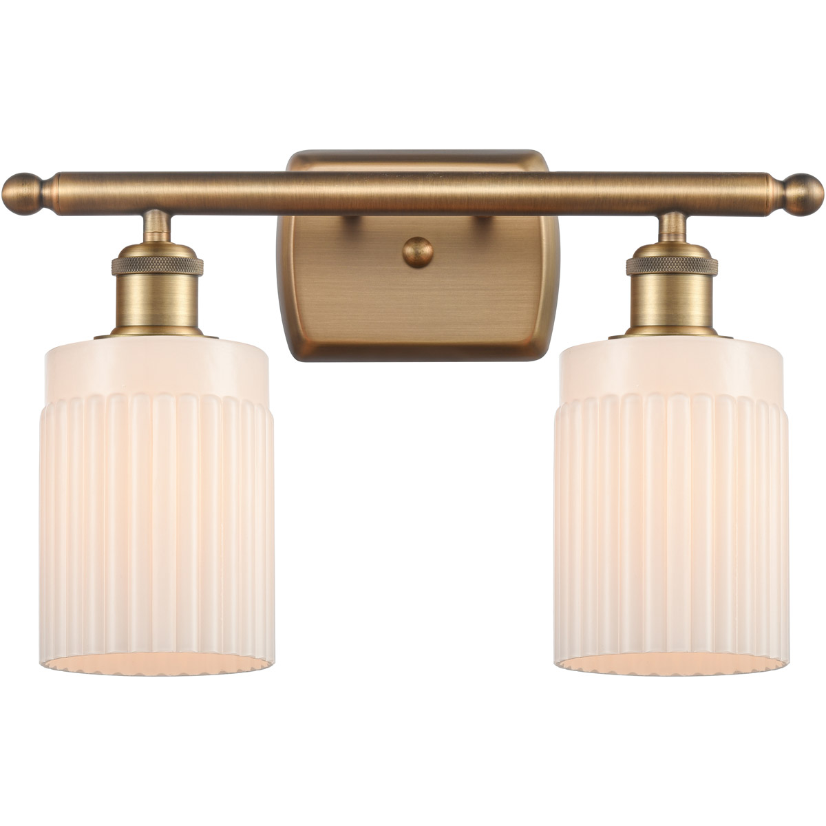 Innovations Lighting 516-2W-BB-G341-LED Ballston Hadley LED 16 inch Brushed Brass Bath Vanity Light Wall Light in Matte White Glass, Ballston