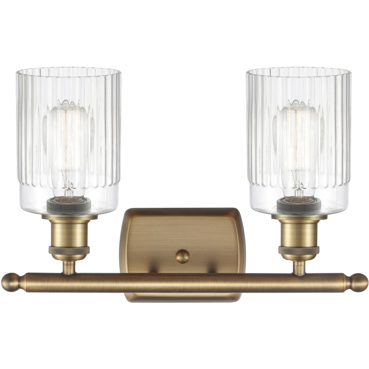 Innovations Lighting 516-2W-BB-G342 Ballston Hadley 2 Light 16 inch Brushed Brass Bath Vanity Light Wall Light in Clear Glass, Ballston