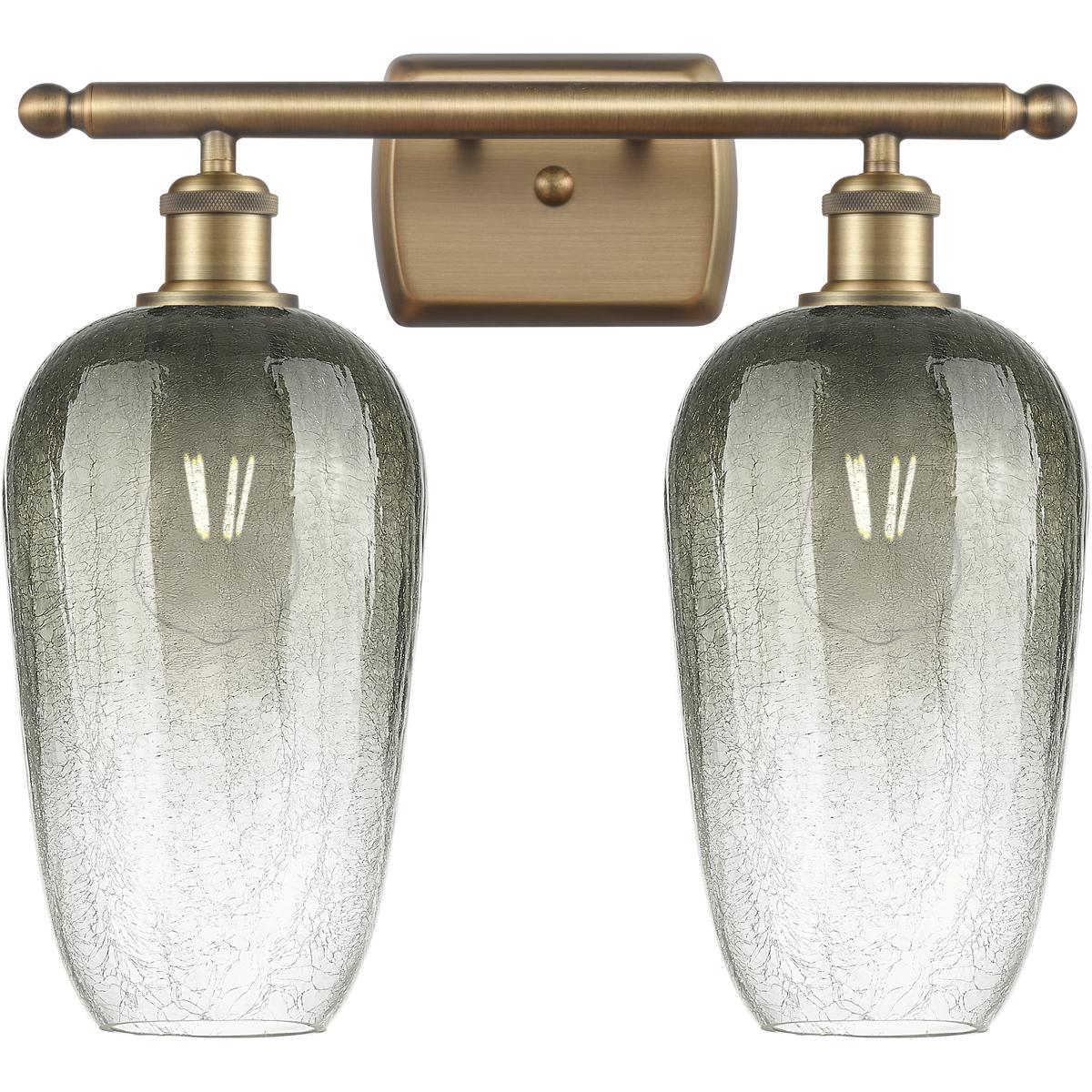 Innovations Lighting 516-2W-BB-G484-7SL Ballston Brookhaven Flute 2 Light 17 inch Brushed Brass Bath Vanity Light Wall Light in Slate Glass