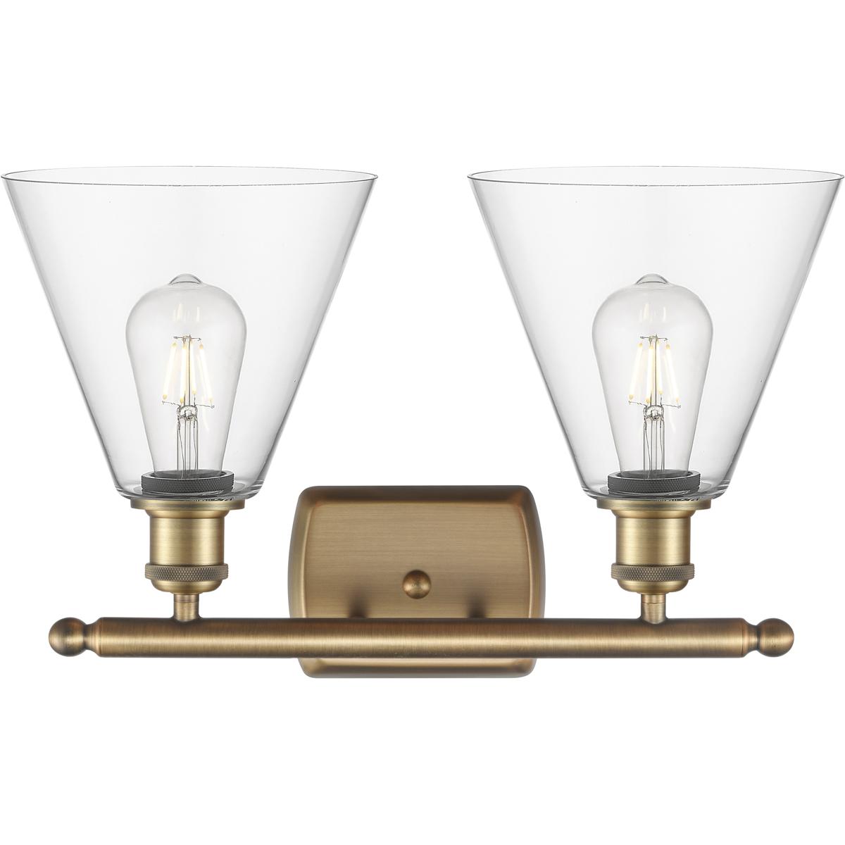 Innovations Lighting 516-2W-BB-GBC-82-LED Ballston Ballston Cone LED 18 inch Brushed Brass Bath Vanity Light Wall Light in Clear Glass