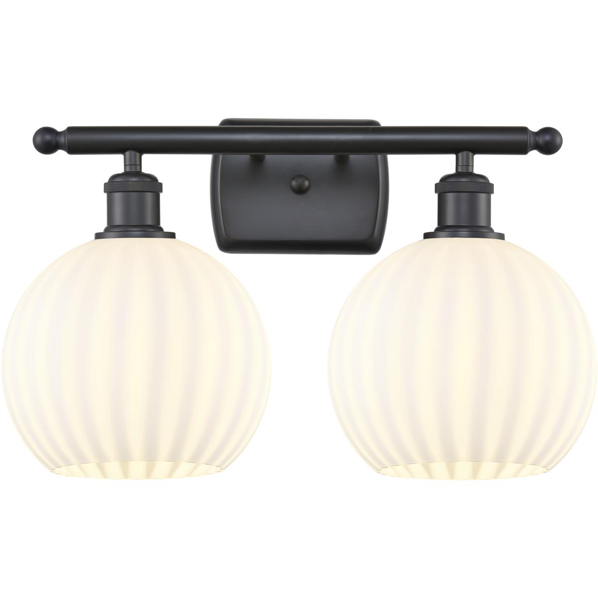 Innovations Lighting Bruno Marashlian White Venetian 18 Inch Bath Vanity Light White Venetian - 516-2W-BK-G1217-8WV - Modern Contemporary
