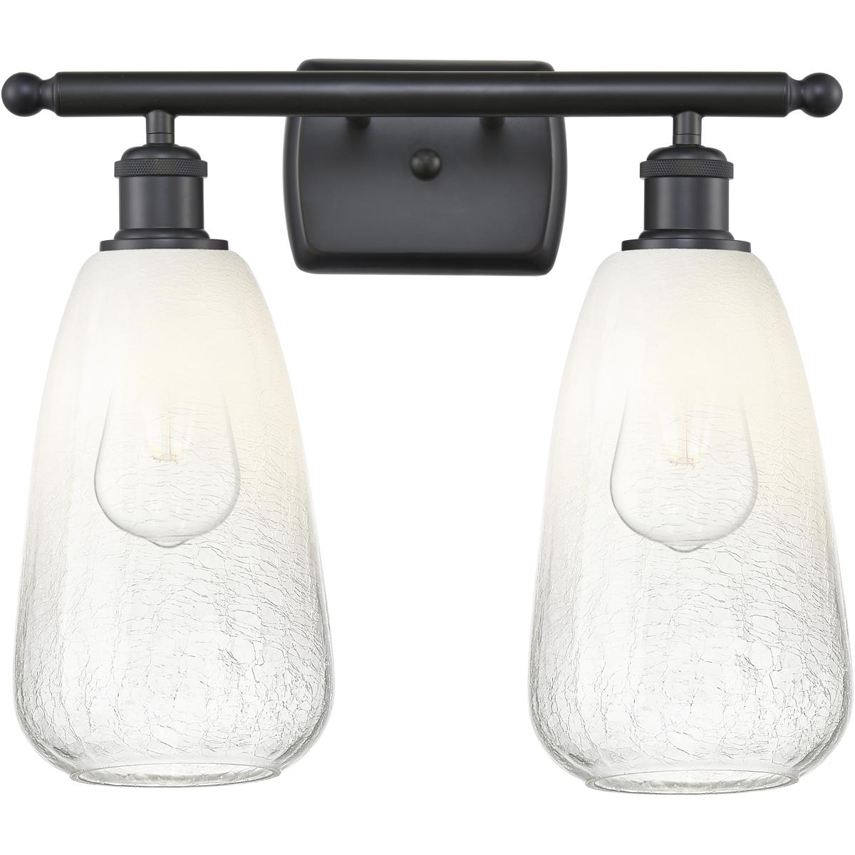 Innovations Lighting 516-2W-BK-G480-6OP Ballston Brookhaven Almond 2 Light 16 inch Matte Black Bath Vanity Light Wall Light in Opal Glass
