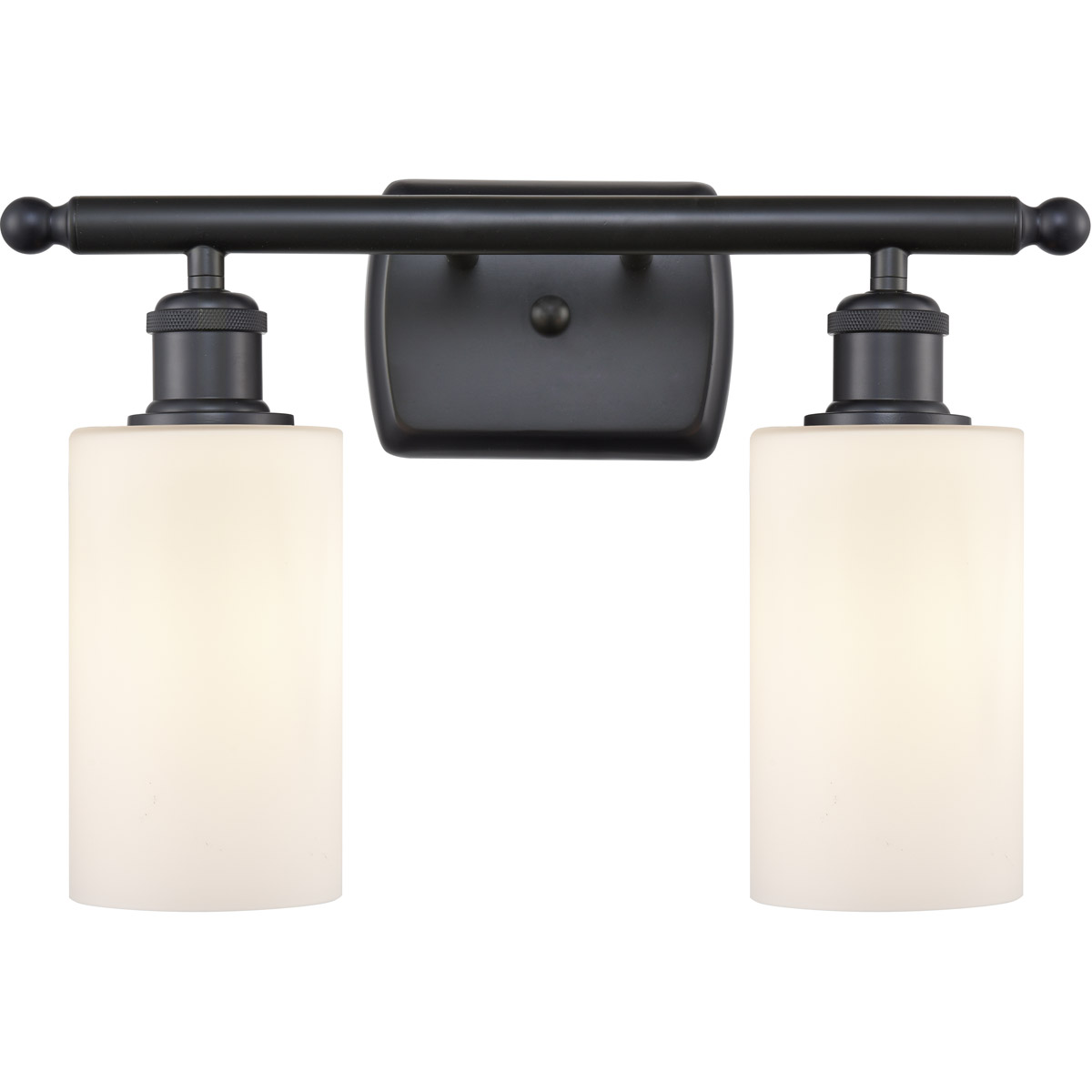 Innovations Lighting 516-2W-BK-G801-LED Ballston Clymer LED 16 inch Matte Black Bath Vanity Light Wall Light in Matte White Glass, Ballston