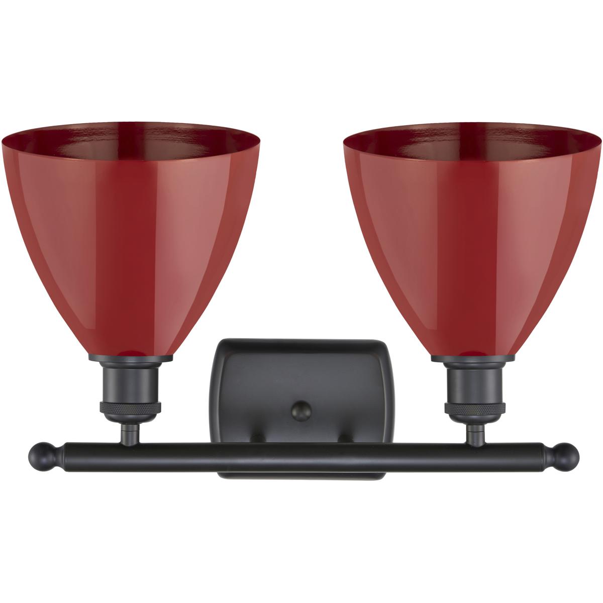 Innovations Lighting 516-2W-BK-MBD-75-RD Ballston Plymouth Dome 2 Light 18 inch Matte Black Bath Vanity Light Wall Light in Matte Red