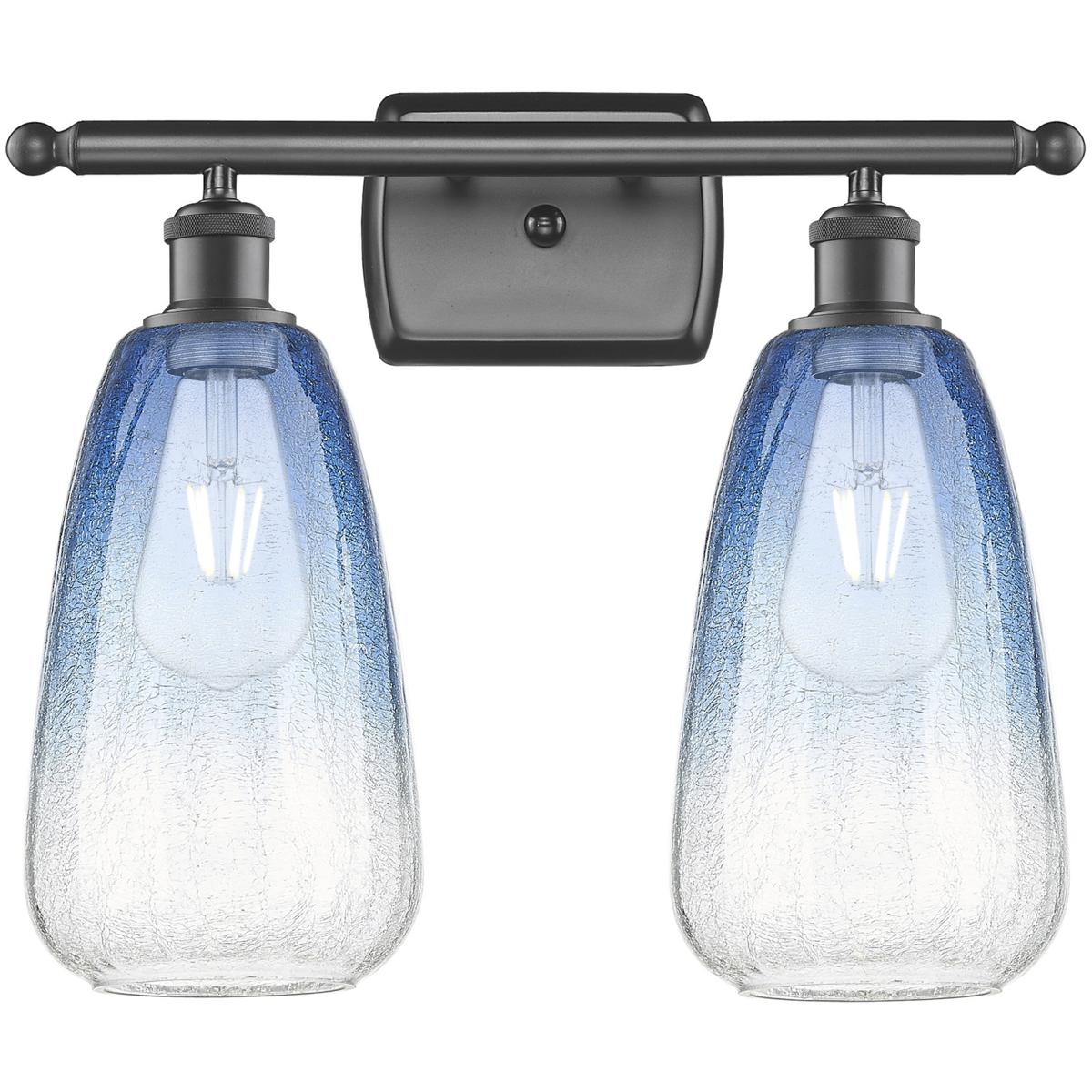 Innovations Lighting 516-2W-OB-G480-6SB Ballston Brookhaven Almond 2 Light 16 inch Oil Rubbed Bronze Bath Vanity Light Wall Light in Sapphire Blue Gla