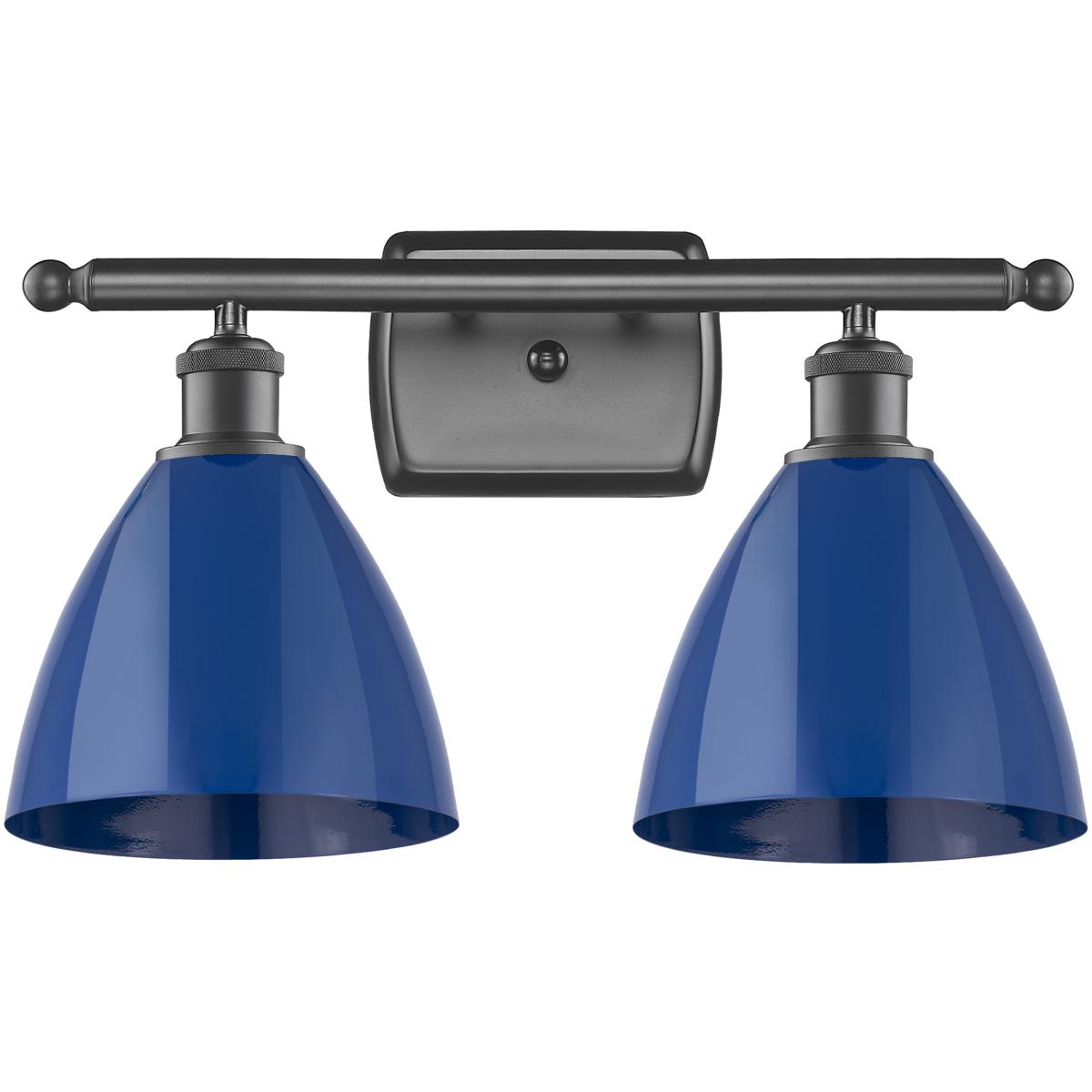 Innovations Lighting 516-2W-OB-MBD-75-BL-LED Ballston Plymouth Dome LED 17.5 inch Oil Rubbed Bronze Bath Vanity Light Wall Light in Matte Blue