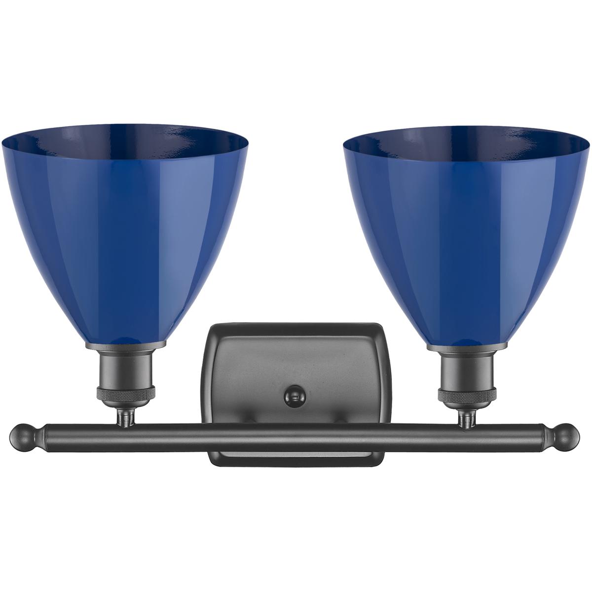 Innovations Lighting 516-2W-OB-MBD-75-BL Ballston Plymouth Dome 2 Light 18 inch Oil Rubbed Bronze Bath Vanity Light Wall Light in Matte Blue