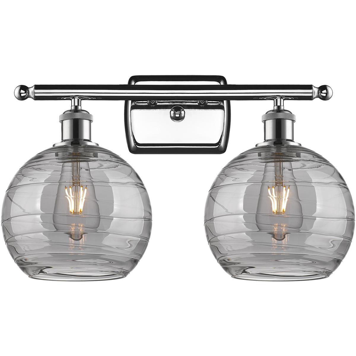 Innovations Lighting 516-2W-PC-G1213-8SM Ballston Athens Deco Swirl 2 Light 18 inch Polished Chrome Bath Vanity Light Wall Light