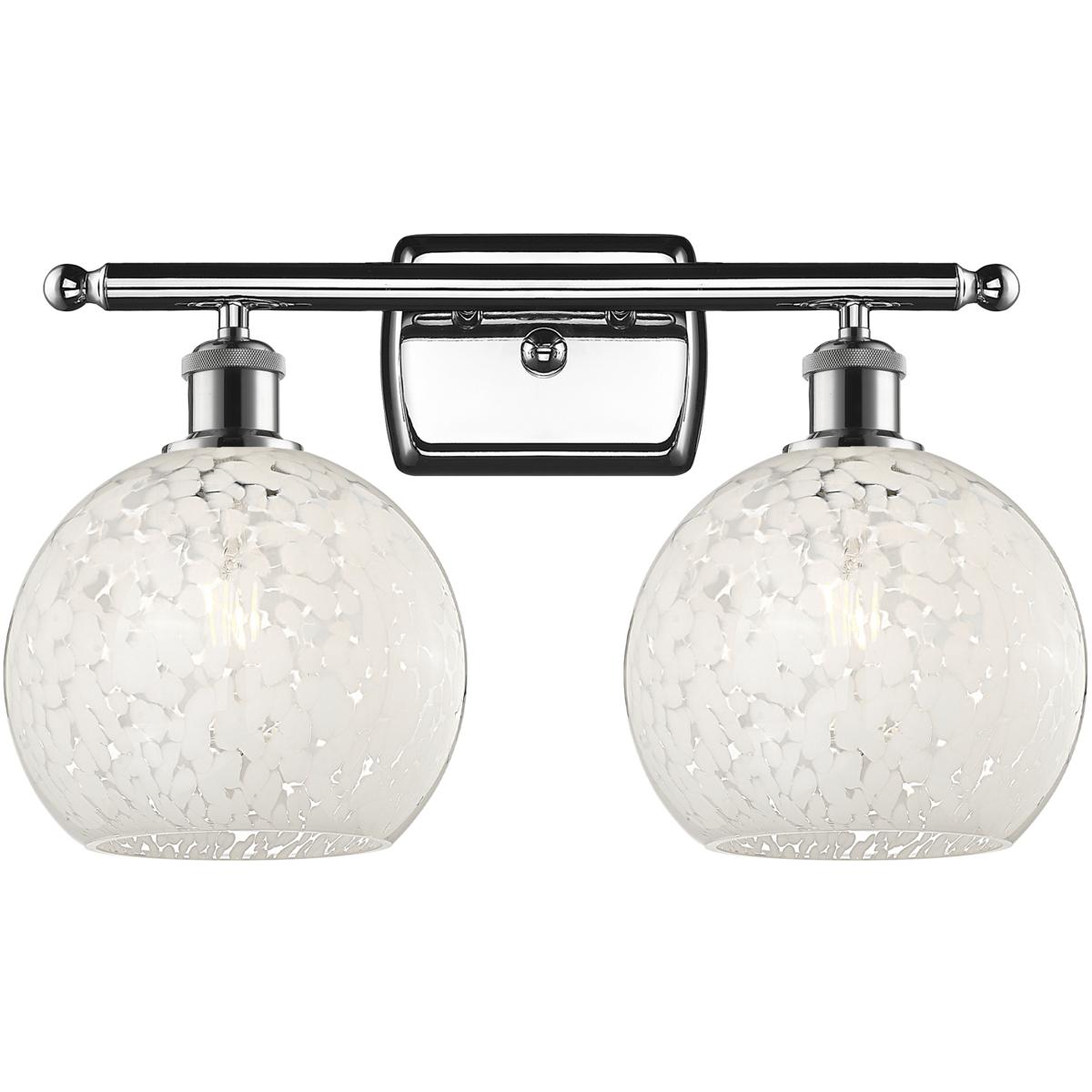 Innovations Lighting 516-2W-PC-G1216-8WM Ballston White Mouchette 2 Light 18 inch Polished Chrome Bath Vanity Light Wall Light