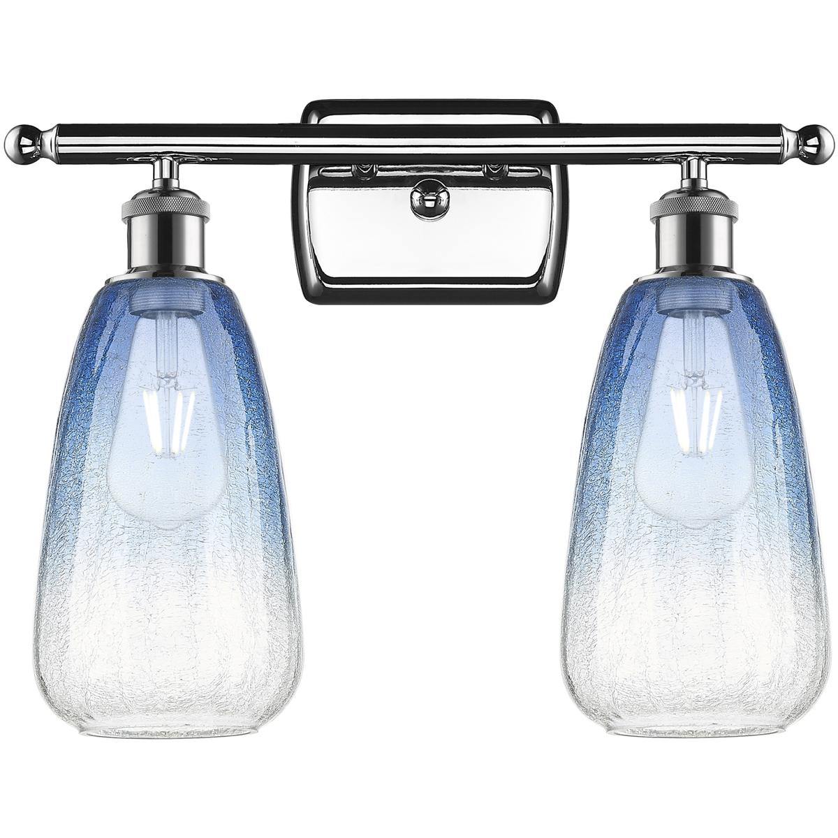 Innovations Lighting 516-2W-PC-G480-6SB Ballston Brookhaven Almond 2 Light 16 inch Polished Chrome Bath Vanity Light Wall Light in Sapphire Blue Glass