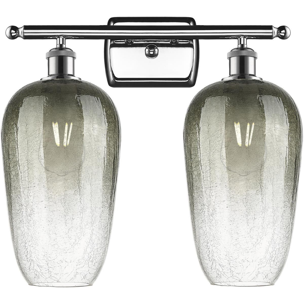 Innovations Lighting 516-2W-PC-G484-7SL Ballston Brookhaven Flute 2 Light 17 inch Polished Chrome Bath Vanity Light Wall Light in Slate Glass