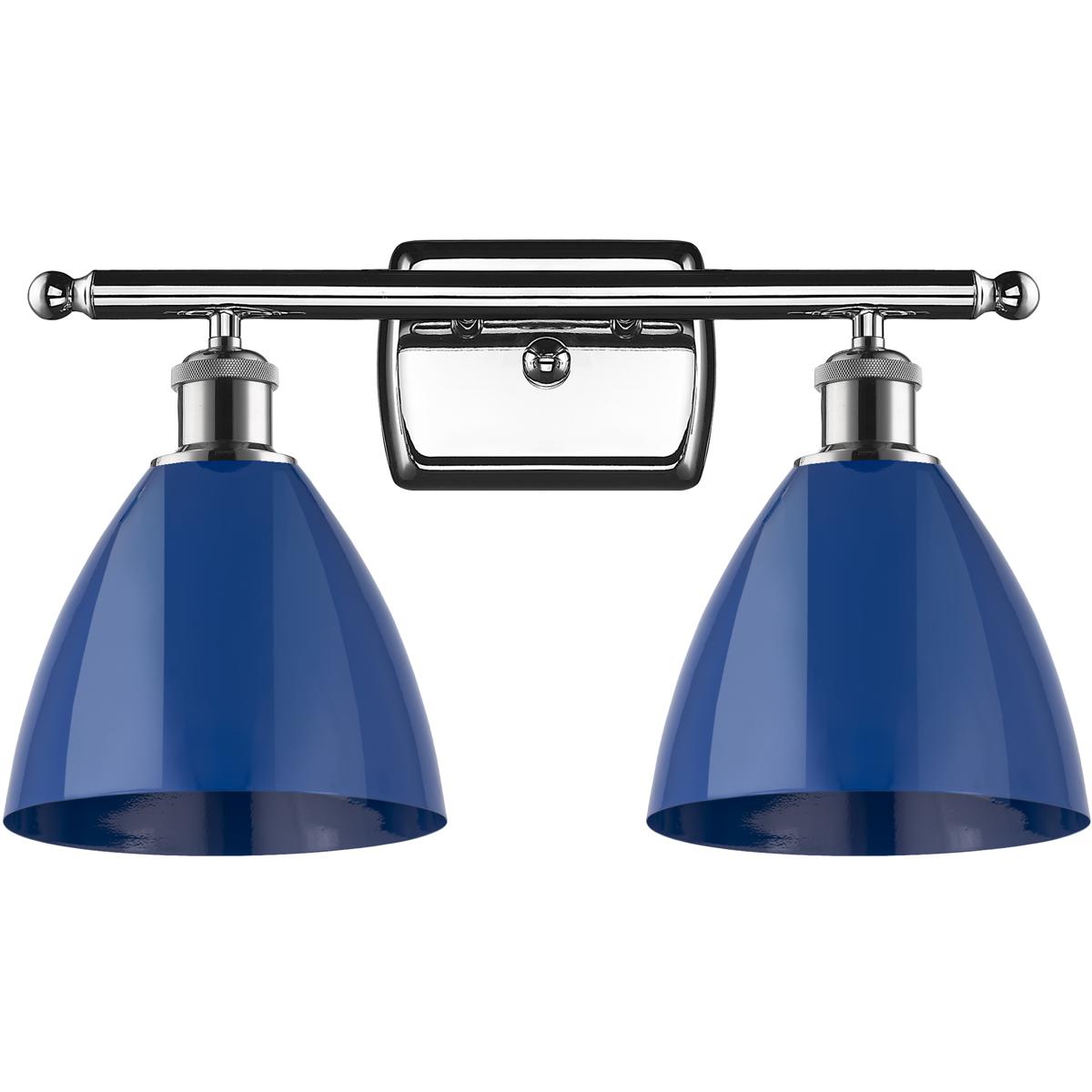 Innovations Lighting 516-2W-PC-MBD-75-BL-LED Ballston Plymouth Dome LED 17.5 inch Polished Chrome Bath Vanity Light Wall Light in Matte Blue