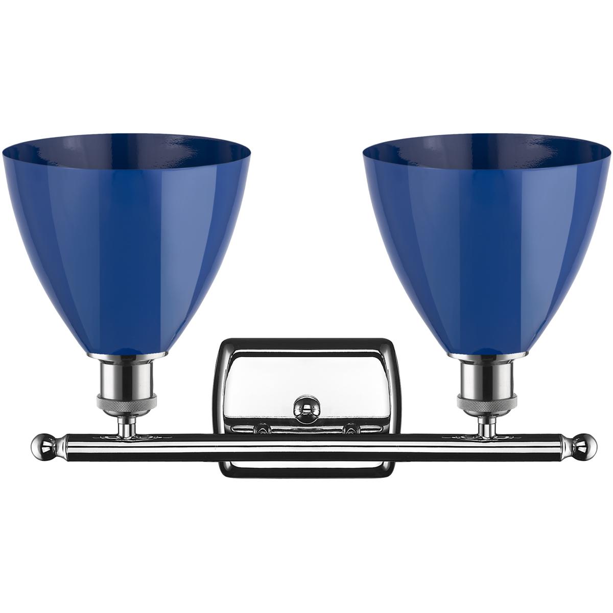 Innovations Lighting 516-2W-PC-MBD-75-BL Ballston Plymouth Dome 2 Light 18 inch Polished Chrome Bath Vanity Light Wall Light in Matte Blue