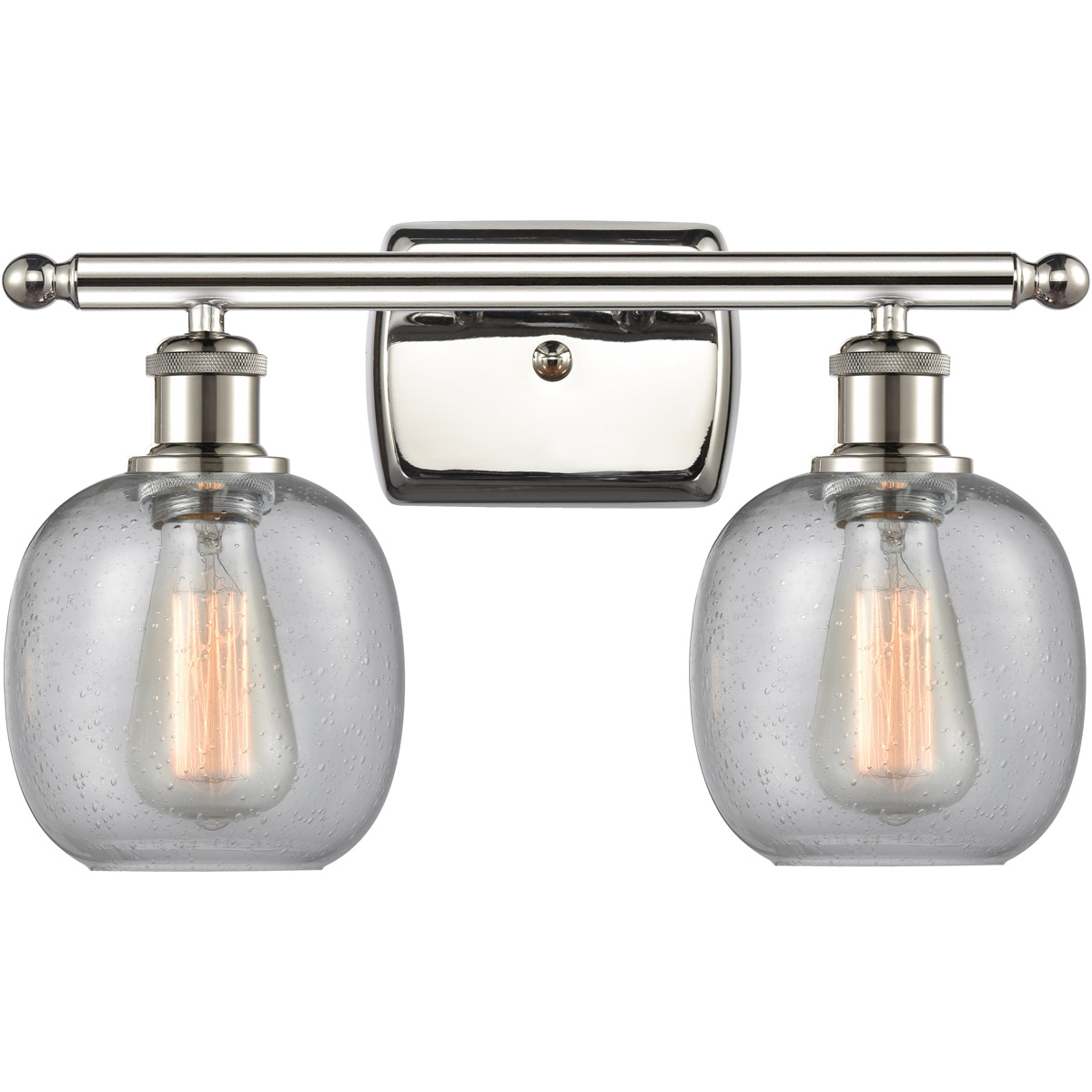 Innovations Lighting 516-2W-PN-G104-LED Ballston Belfast LED 16 inch Polished Nickel Bath Vanity Light Wall Light in Seedy Glass, Ballston