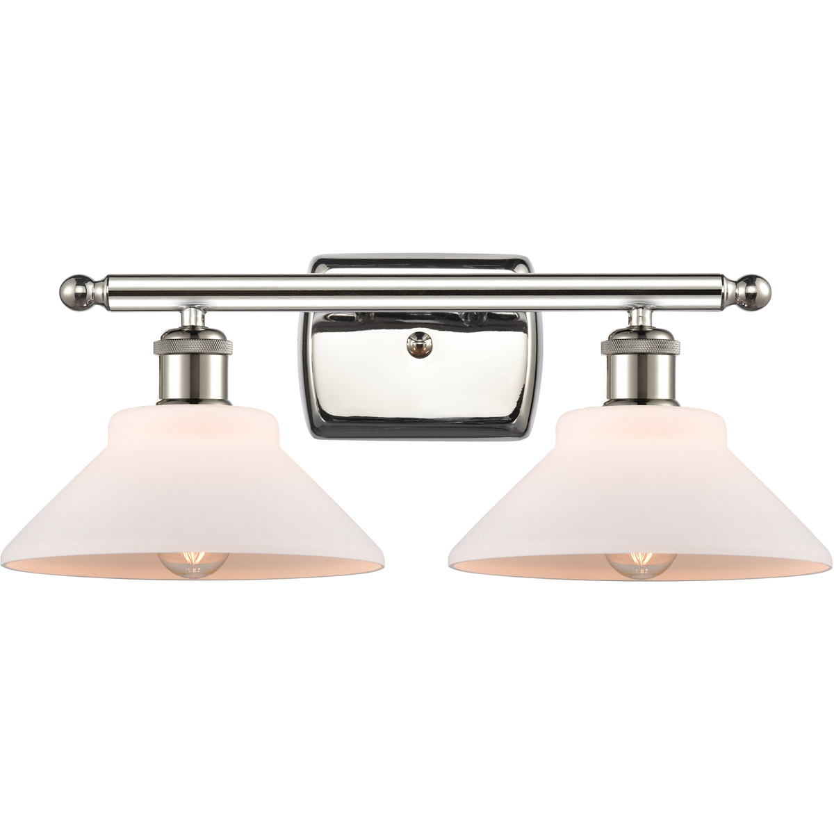 Innovations Lighting 516-2W-PN-G131-LED Ballston Orwell LED 18 inch Polished Nickel Bath Vanity Light Wall Light in Matte White Glass, Ballston