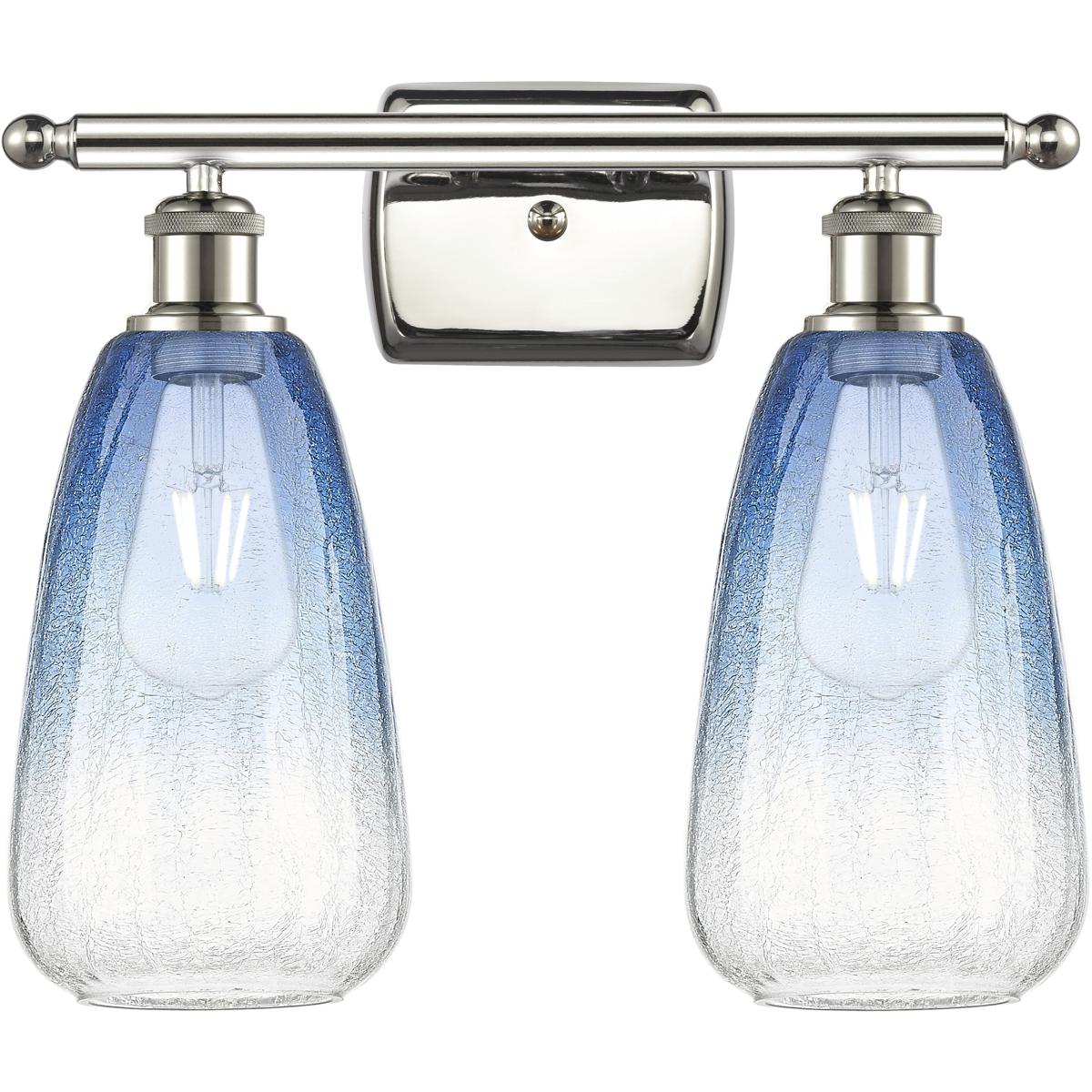 Innovations Lighting 516-2W-PN-G480-6SB Ballston Brookhaven Almond 2 Light 16 inch Polished Nickel Bath Vanity Light Wall Light in Sapphire Blue Glass