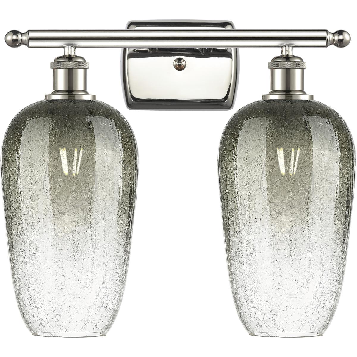 Innovations Lighting 516-2W-PN-G484-7SL Ballston Brookhaven Flute 2 Light 17 inch Polished Nickel Bath Vanity Light Wall Light in Slate Glass