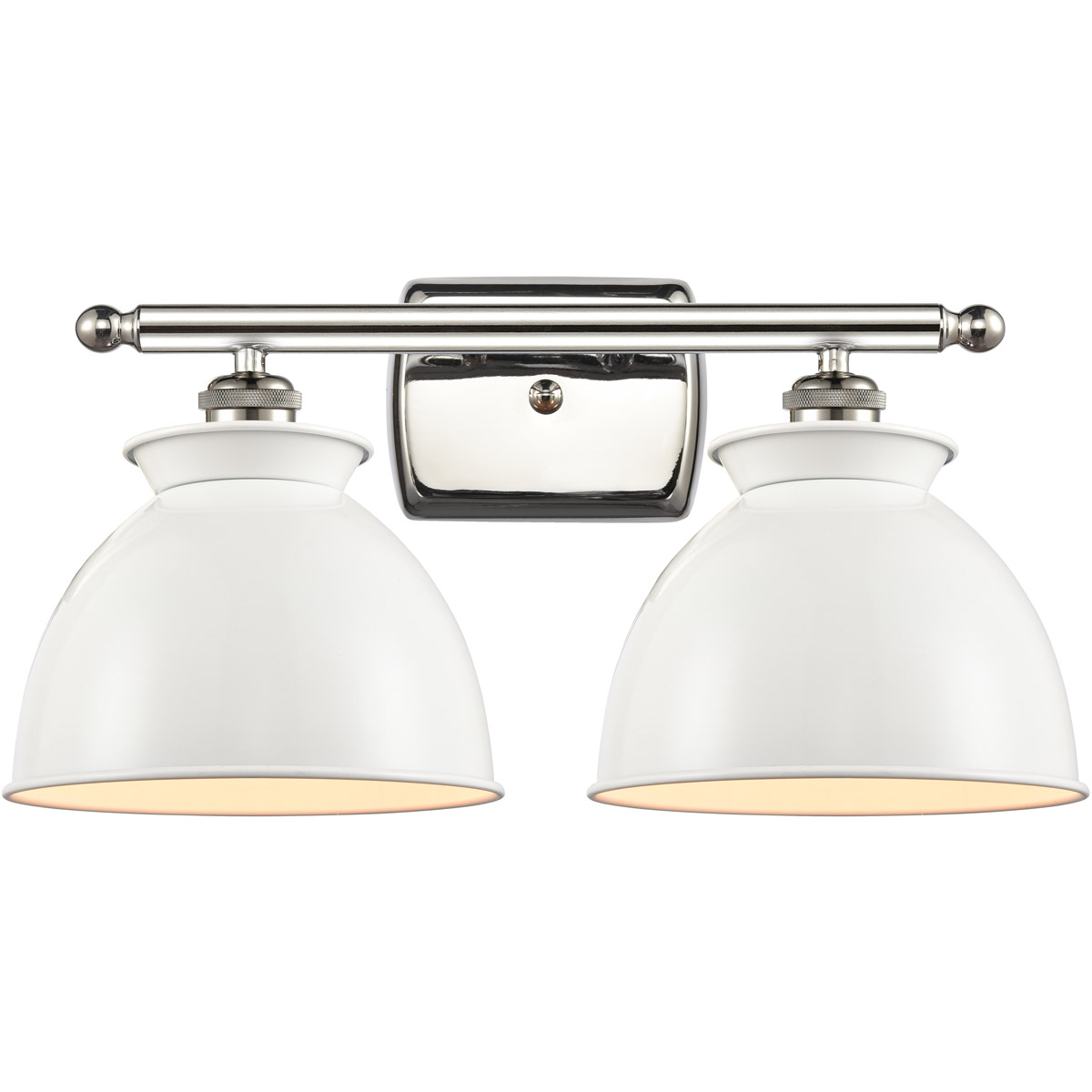 Innovations Lighting 516-2W-PN-M14-W Ballston Adirondack 2 Light 18 inch Polished Nickel Bath Vanity Light Wall Light in Incandescent, Glossy White, B