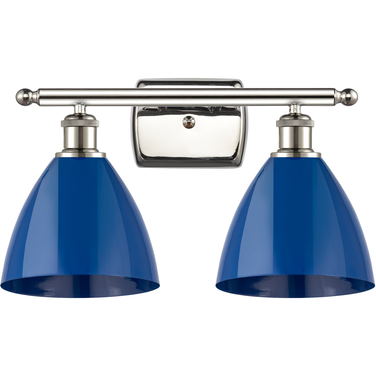 Innovations Lighting 516-2W-PN-MBD-75-BL-LED Ballston Plymouth Dome LED 17.5 inch Polished Nickel Bath Vanity Light Wall Light in Matte Blue