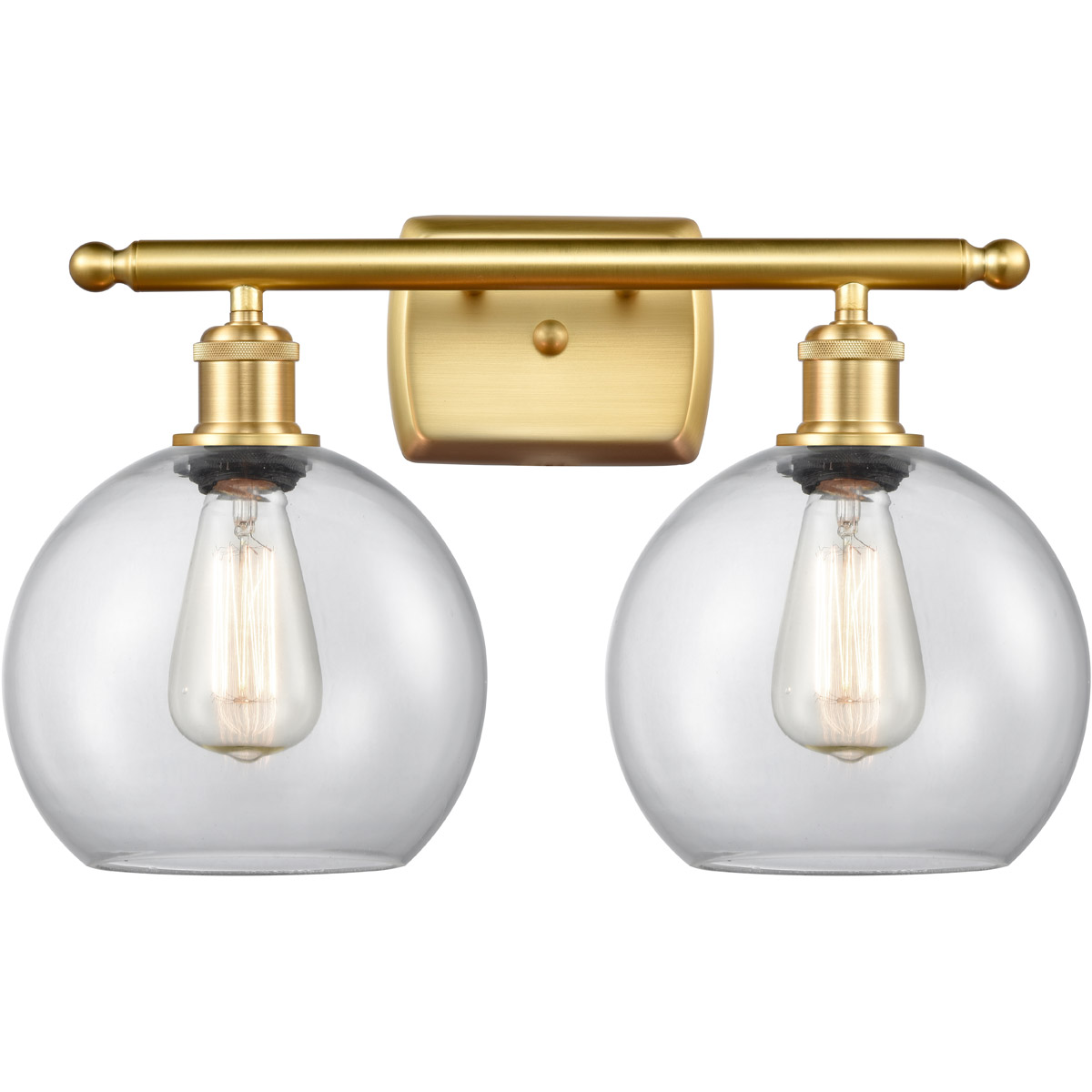 Innovations Lighting 516-2W-SG-G122-8-LED Ballston Athens LED 18 inch Satin Gold Bath Vanity Light Wall Light in Clear Glass