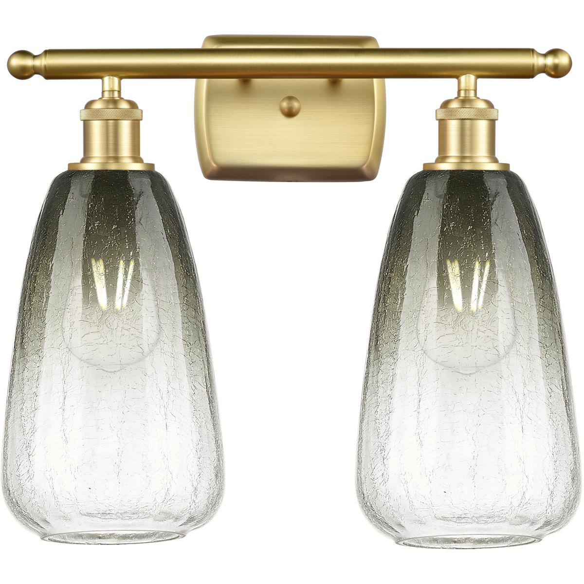 Innovations Lighting 516-2W-SG-G480-6SL Ballston Brookhaven Almond 2 Light 16 inch Satin Gold Bath Vanity Light Wall Light in Slate Glass