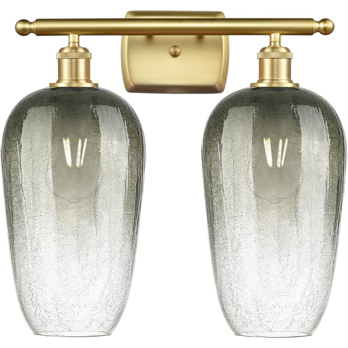 Innovations Lighting 516-2W-SG-G484-7SL Ballston Brookhaven Flute 2 Light 17 inch Satin Gold Bath Vanity Light Wall Light in Slate Glass