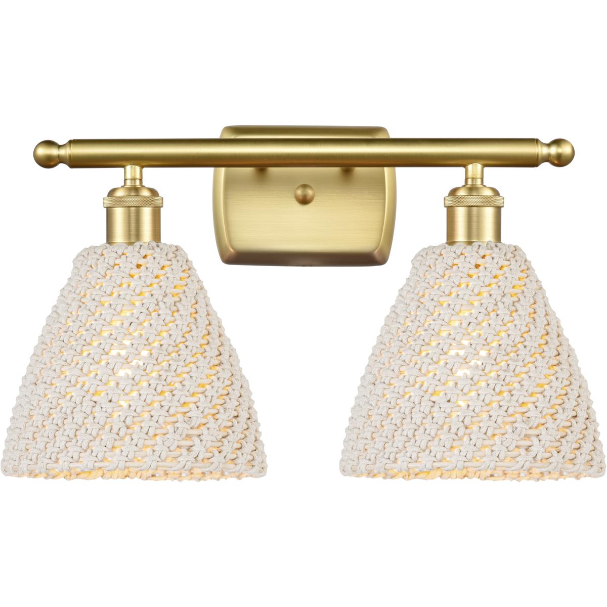 Innovations Lighting 516-2W-SG-NBD-75-NAT Ballston Bristol Natural 2 Light 17.5 inch Satin Gold Bath Vanity Light Wall Light
