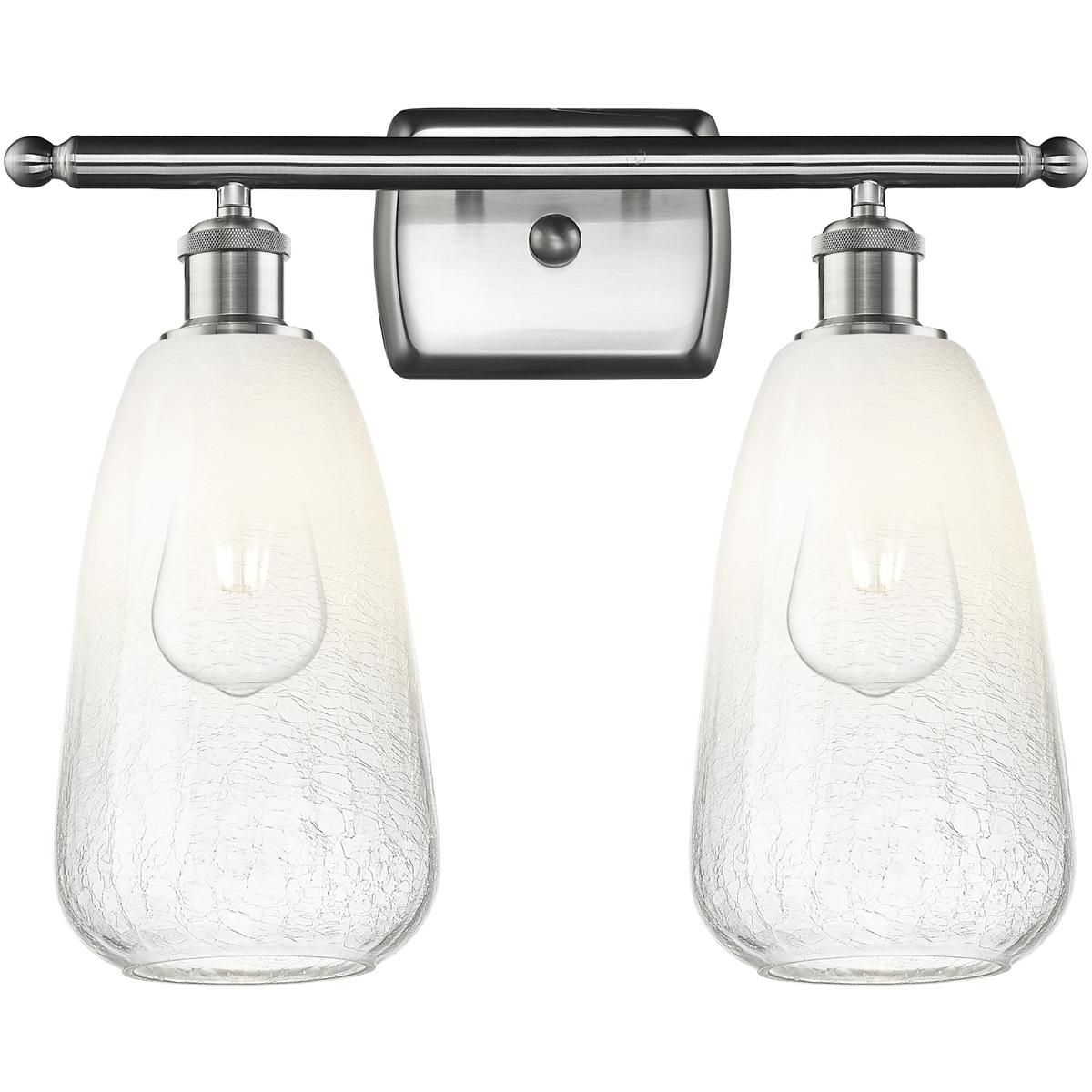 Innovations Lighting 516-2W-SN-G480-6OP Ballston Brookhaven Almond 2 Light 16 inch Brushed Satin Nickel Bath Vanity Light Wall Light in Opal Glass