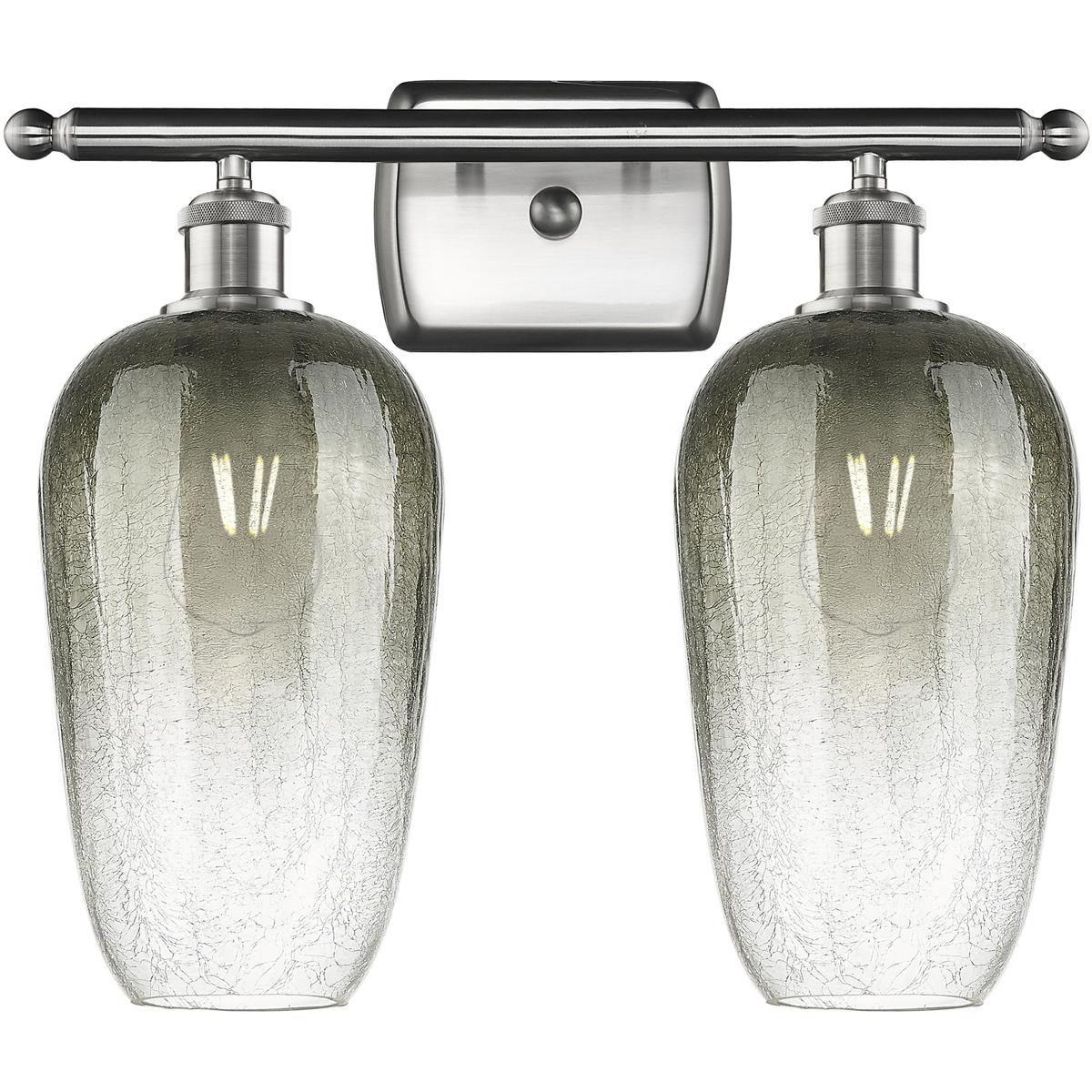 Innovations Lighting 516-2W-SN-G484-7SL Ballston Brookhaven Flute 2 Light 17 inch Brushed Satin Nickel Bath Vanity Light Wall Light in Slate Glass