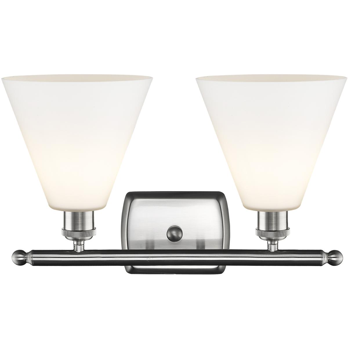 Innovations Lighting 516-2W-SN-GBC-81 Ballston Ballston Cone 2 Light 18 inch Brushed Satin Nickel Bath Vanity Light Wall Light in Matte White Glass