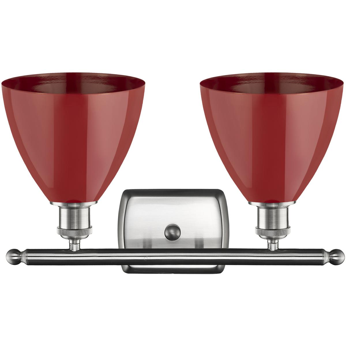 Innovations Lighting 516-2W-SN-MBD-75-RD Ballston Plymouth Dome 2 Light 18 inch Brushed Satin Nickel Bath Vanity Light Wall Light in Matte Red