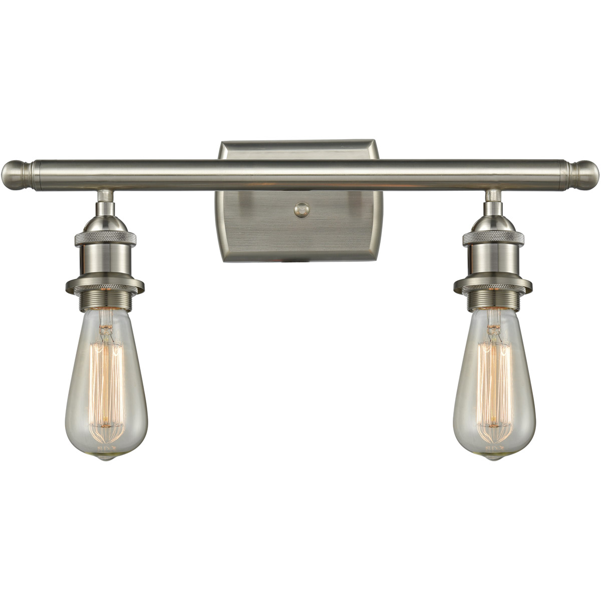 Innovations Lighting 516-2W-SN-LED Ballston Bare Bulb LED 16 inch Brushed Satin Nickel Bath Vanity Light Wall Light, Ballston