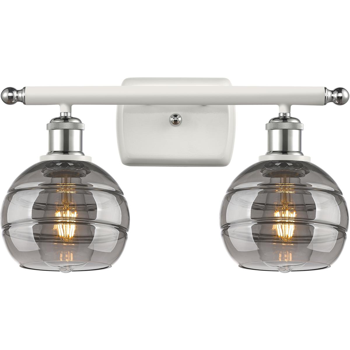 Innovations Lighting 516-2W-WPC-G556-6SM Ballston Rochester 2 Light 15.88 inch White Polished Chrome Bath Vanity Light Wall Light