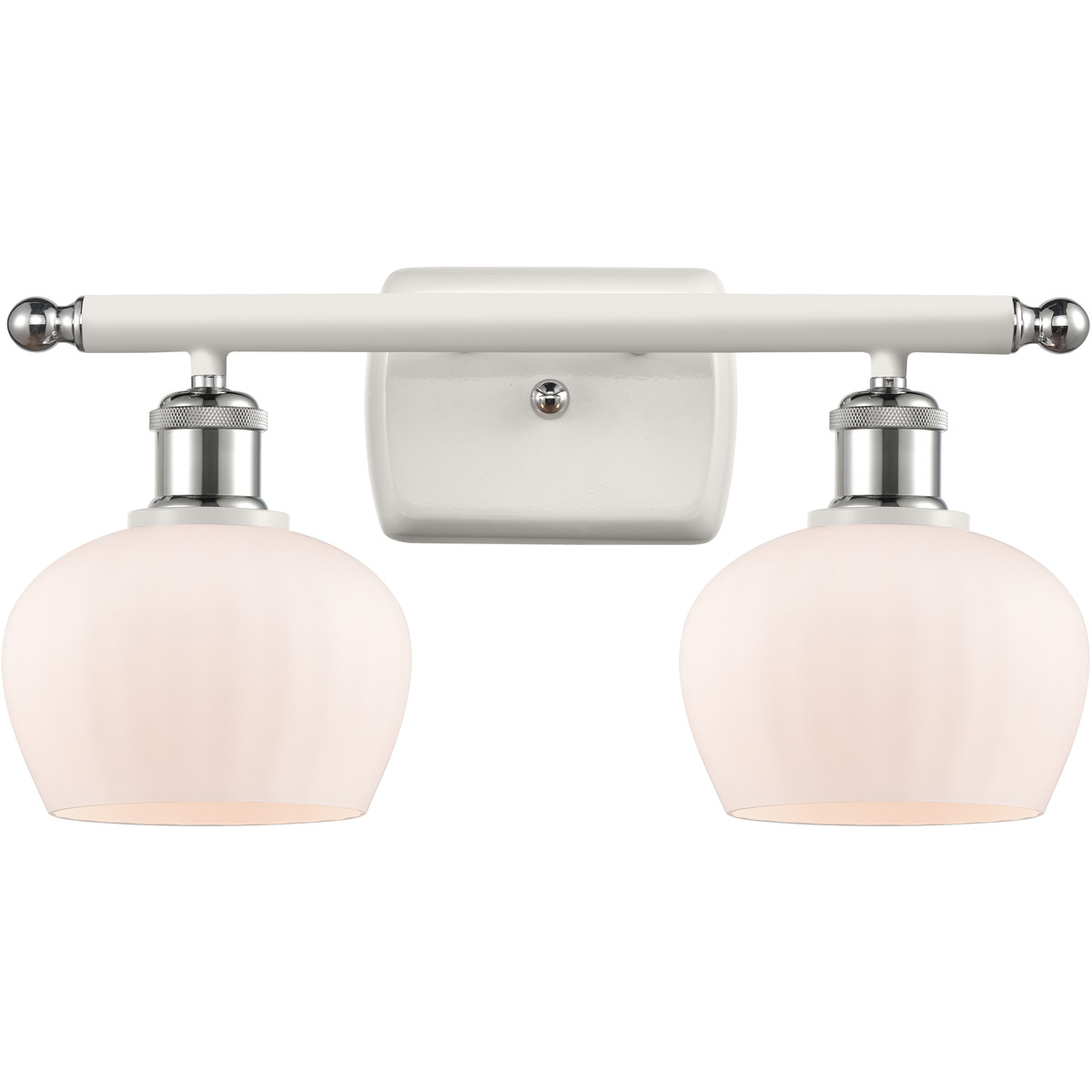 Innovations Lighting 516-2W-WPC-G91-LED Ballston Fenton LED 16 inch White and Polished Chrome Bath Vanity Light Wall Light in Matte White Glass, Balls