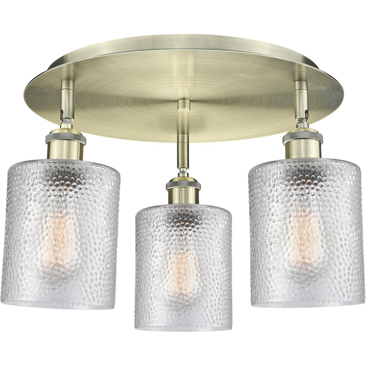 Innovations Lighting 516-3C-AB-G112 Cobbleskill 3 Light 16.75 inch Antique Brass Flush Mount Ceiling Light in Clear
