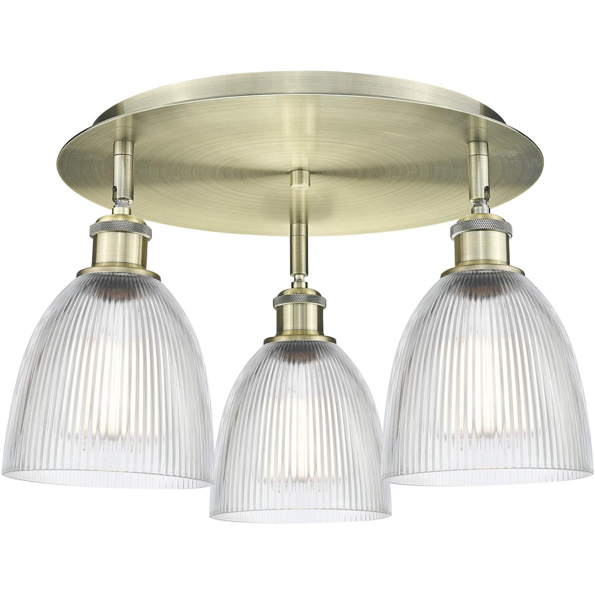 Innovations Lighting 516-3C-AB-G382 Castile 3 Light 17.75 inch Antique Brass Flush Mount Ceiling Light in Clear