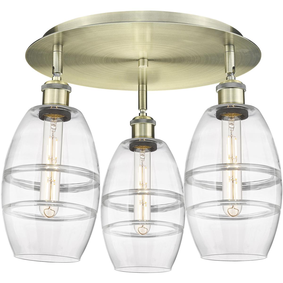 Innovations Lighting 516-3C-AB-G557-6CL Ballston Vaz 3 Light 17.63 inch Antique Brass Flush Mount Ceiling Light