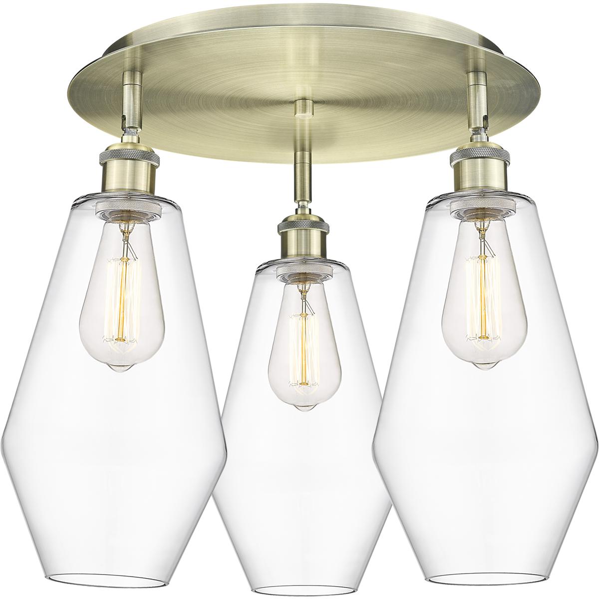 Innovations Lighting 516-3C-AB-G652-7 Cindyrella 3 Light 18.75 inch Antique Brass Flush Mount Ceiling Light in Clear