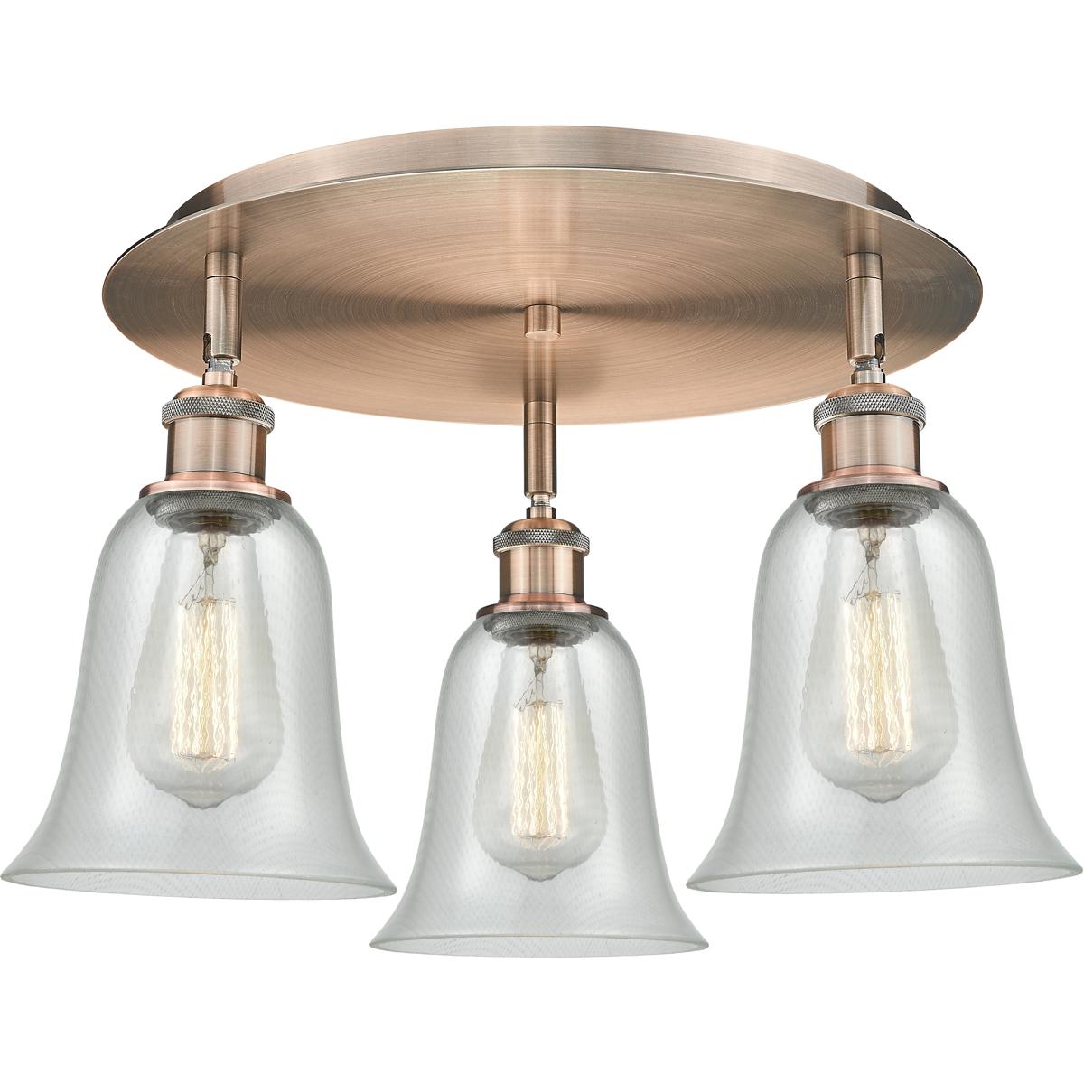 Innovations Lighting 516-3C-AC-G2812 Hanover 3 Light 18 inch Antique Copper Flush Mount Ceiling Light in Fishnet