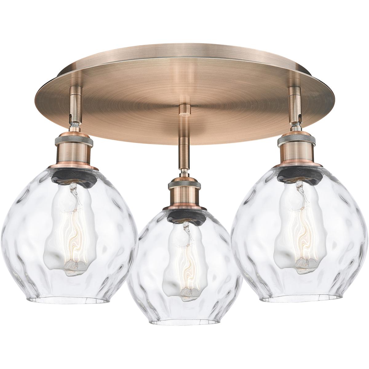 Innovations Lighting 516-3C-AC-G362 Waverly 3 Light 17.75 inch Antique Copper Flush Mount Ceiling Light