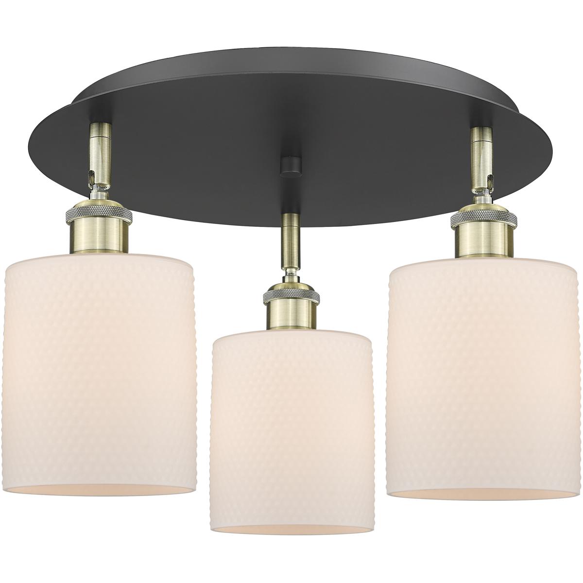 Innovations Lighting 516-3C-BAB-G111 Cobbleskill 3 Light 16.75 inch Black Antique Brass Flush Mount Ceiling Light in Matte White